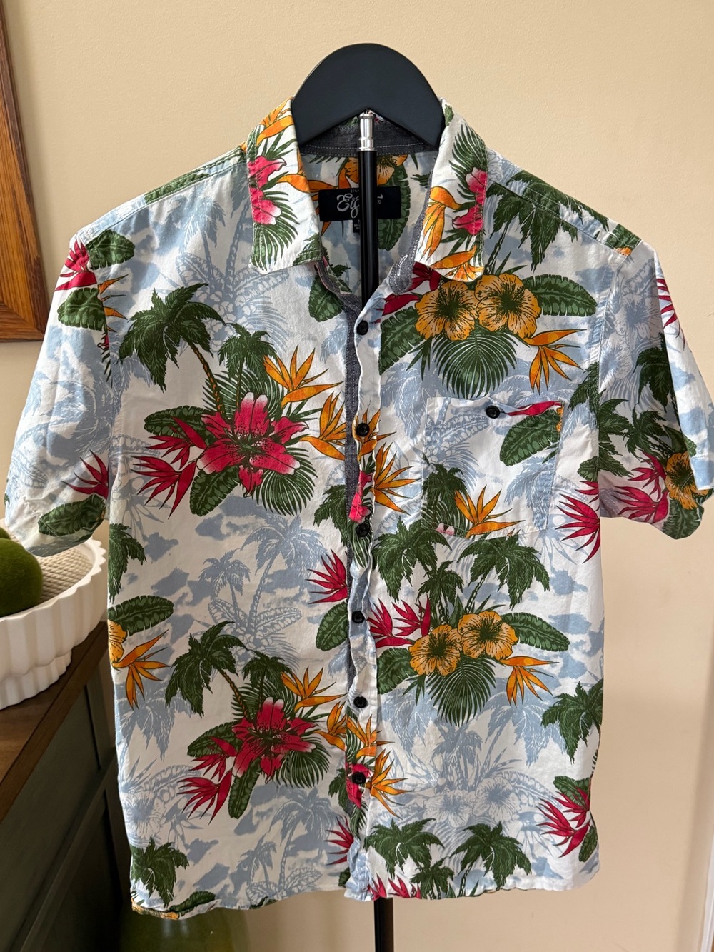 Eighty Eight Brand Hawaiian Tropical Floral Palm Tree Button Shirt‎ Men's M